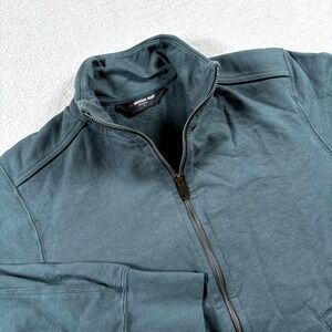 American Giant‎ Moto Jacket Mens Small Blue Heavyweight Full Zip Mock Neck